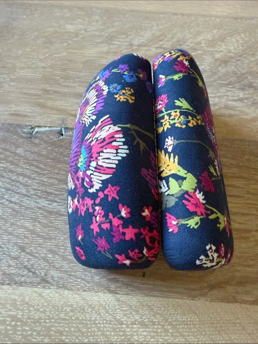 Floral Blue Protective Eyeglass Case with Colorful Accent Print
